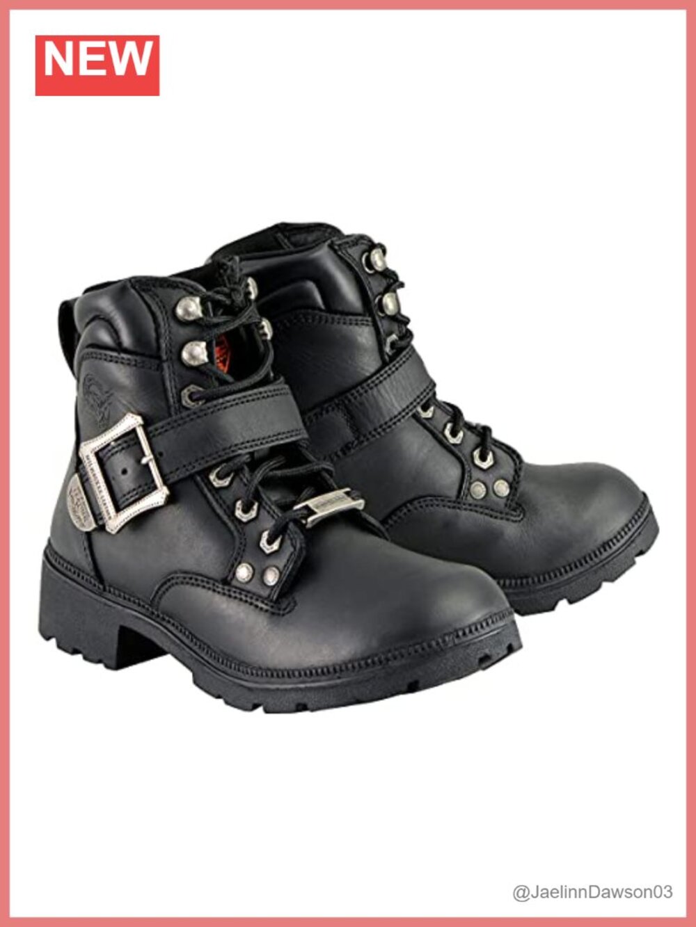 Women's Motorcycle Lace-Up Ankle Boots Full Grain Leather Engineer Style